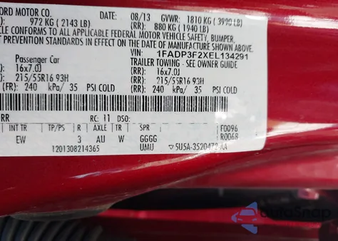 2014 Ford Focus Se from USA, damaged, VIN 1FADP3F2XEL134291